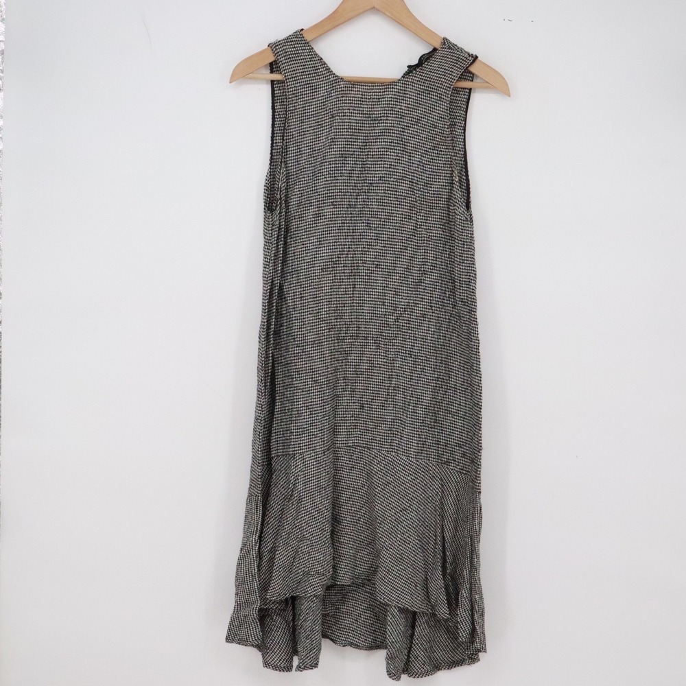 Zara Dress Womens XS Shift Black White Houndstooth Ruffle Drop Waist Excellent